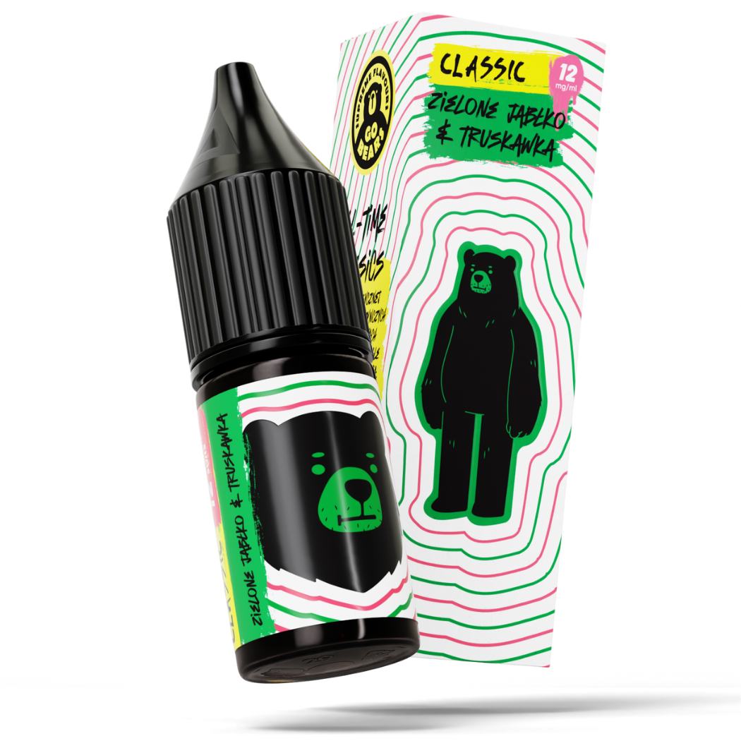 liquid z nikotyna go bears classic zielone jabłko truskawka mockup