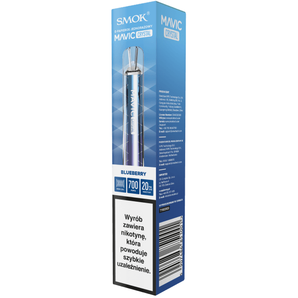 E-papieros jednorazowy SMOK MAVIC Crystal Blueberry 20mg