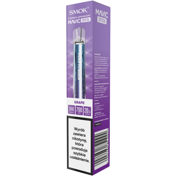 E-papieros jednorazowy SMOK MAVIC Crystal Grape 20mg