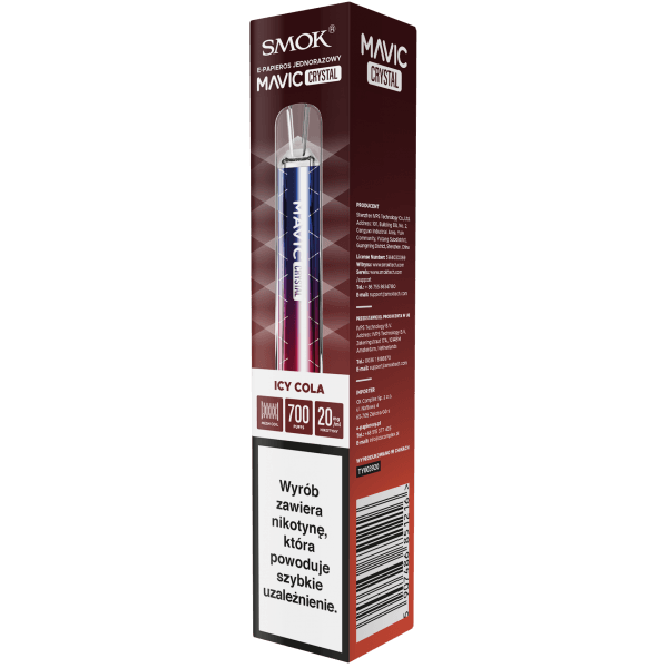 E-papieros jednorazowy SMOK MAVIC Crystal Icy Cola 20mg
