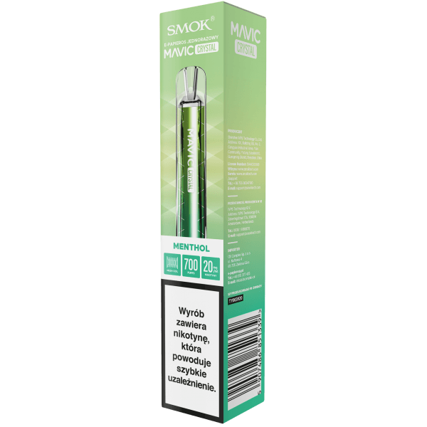 E-papieros jednorazowy SMOK MAVIC Crystal Menthol 20mg