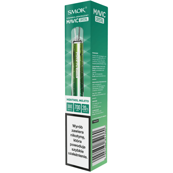 E-papieros jednorazowy SMOK MAVIC Crystal Menthol Mojito 20mg