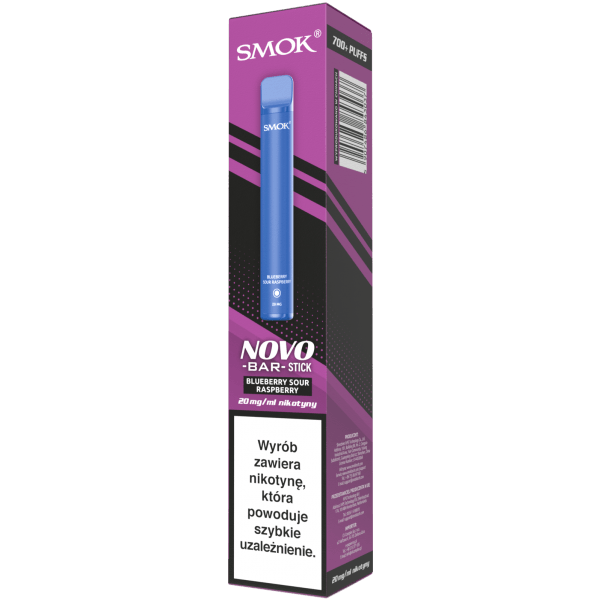 E-papieros jednorazowy SMOK NOVOBAR Stick Blue Sour Raspberry 20mg